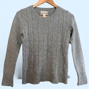 🧶Banana Republic Metallic Silver Italian Yarn Cable Knit Sweater Size XS